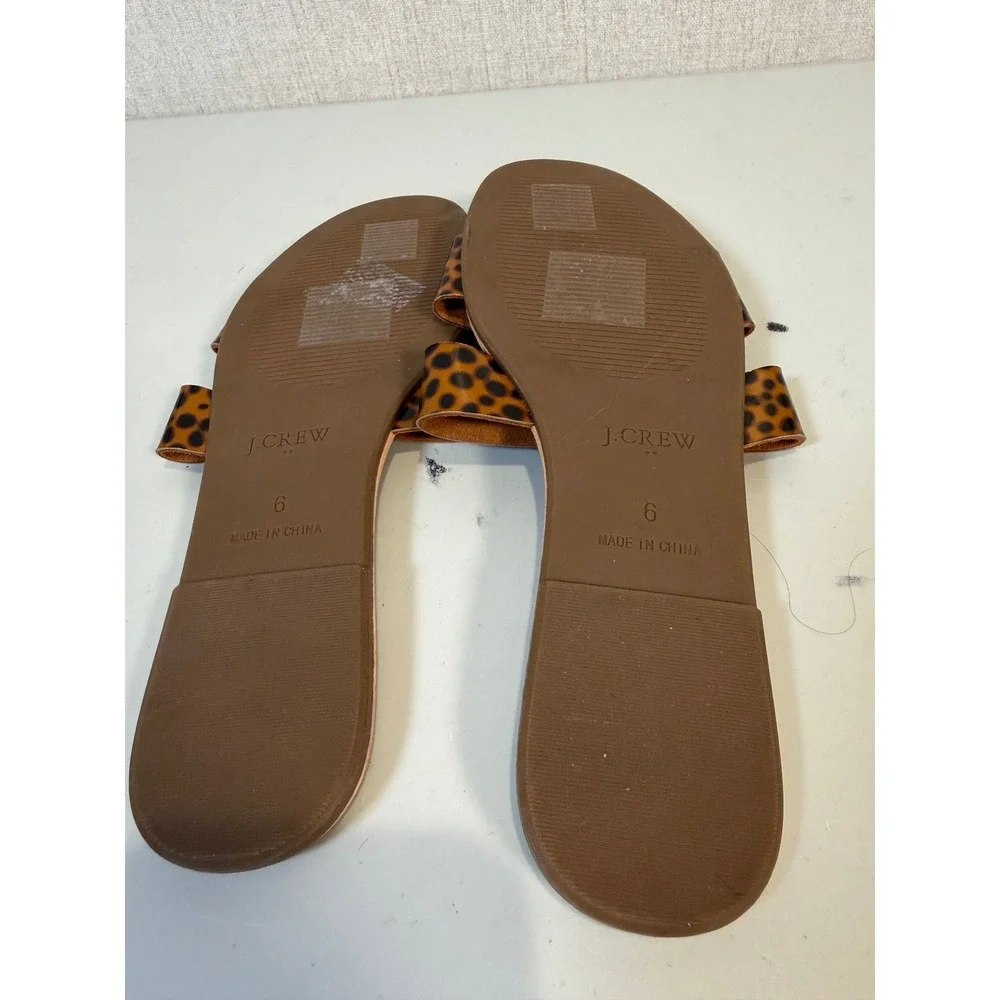 J. Crew‎ Size 6 Sandals Animal Print Flat Slide Slip on Shoes